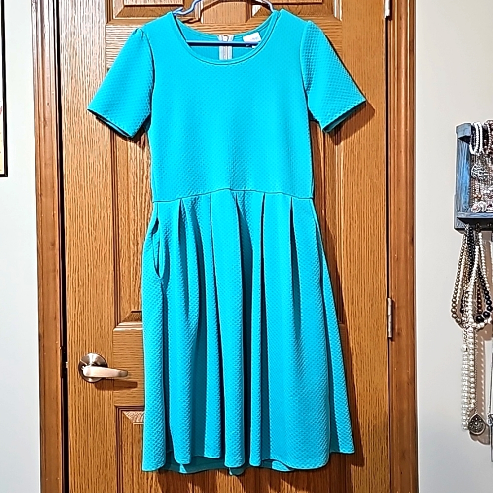 Lularoe large teal dress with pockets